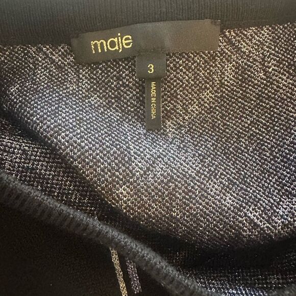 Black Maje Monogram Short Sleeve Sweater Size 3- large - Picture 7 of 9